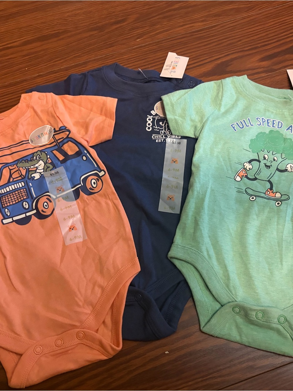 3 pack bundle garanimals Baby surfer Onesies - Coral, Navy & Mint Green